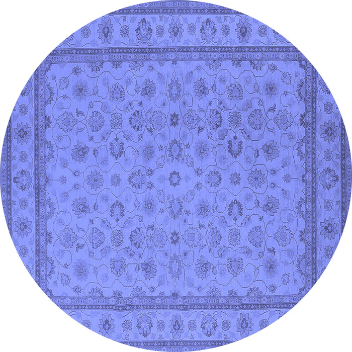 Round Oriental Blue Traditional Rug, urb991blu