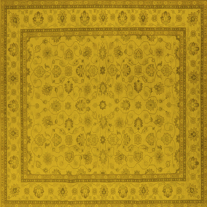 Square Machine Washable Oriental Yellow Traditional Rug, wshurb991yw
