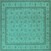 Square Oriental Turquoise Traditional Rug, urb991turq