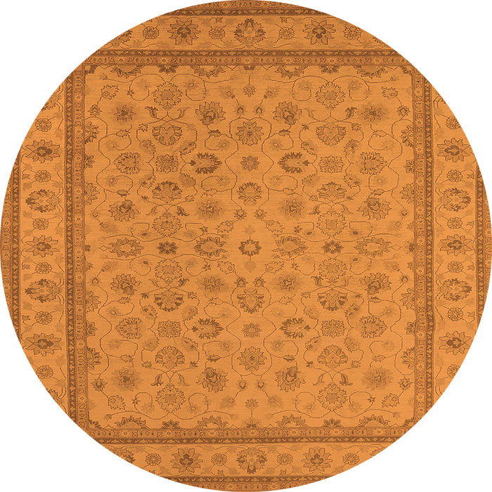 Round Oriental Orange Traditional Rug, urb991org