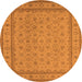 Round Oriental Orange Traditional Rug, urb991org