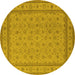 Round Oriental Yellow Traditional Rug, urb991yw