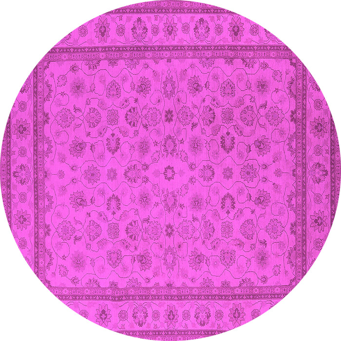Round Machine Washable Oriental Pink Traditional Rug, wshurb991pnk