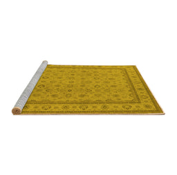 Sideview of Machine Washable Oriental Yellow Traditional Rug, wshurb991yw