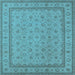 Square Machine Washable Oriental Light Blue Traditional Rug, wshurb991lblu