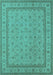 Machine Washable Oriental Turquoise Traditional Area Rugs, wshurb991turq