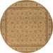 Round Oriental Brown Traditional Rug, urb991brn