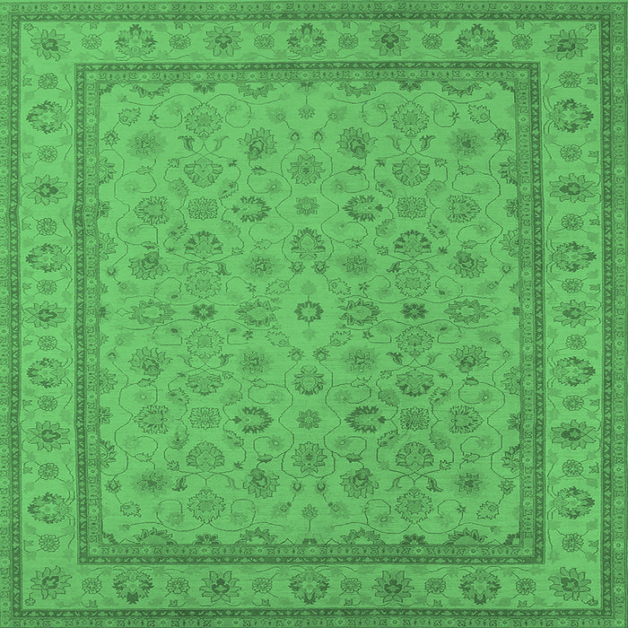 Square Machine Washable Oriental Emerald Green Traditional Area Rugs, wshurb991emgrn