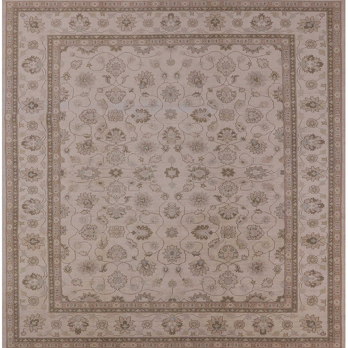 Square Mid-Century Modern Dark Almond Brown Oriental Rug, urb991