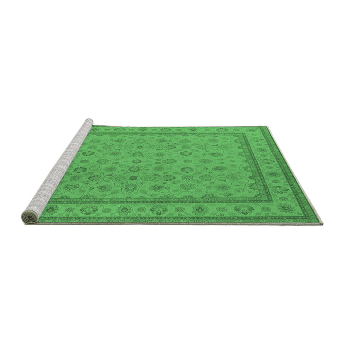 Sideview of Machine Washable Oriental Emerald Green Traditional Area Rugs, wshurb991emgrn