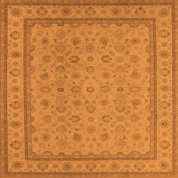 Square Machine Washable Oriental Orange Traditional Area Rugs, wshurb991org