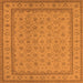 Square Machine Washable Oriental Orange Traditional Area Rugs, wshurb991org