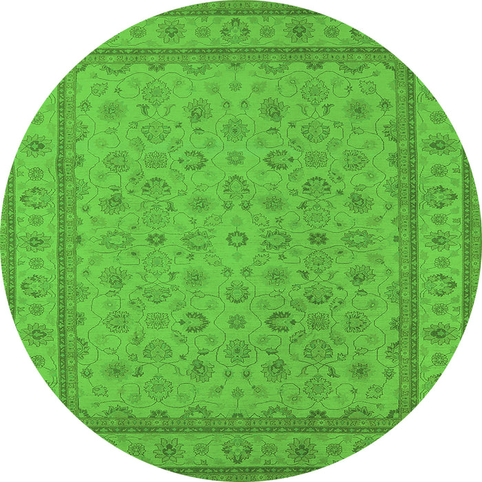 Round Oriental Green Traditional Rug, urb991grn