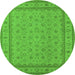 Round Oriental Green Traditional Rug, urb991grn