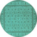 Round Oriental Turquoise Traditional Rug, urb991turq