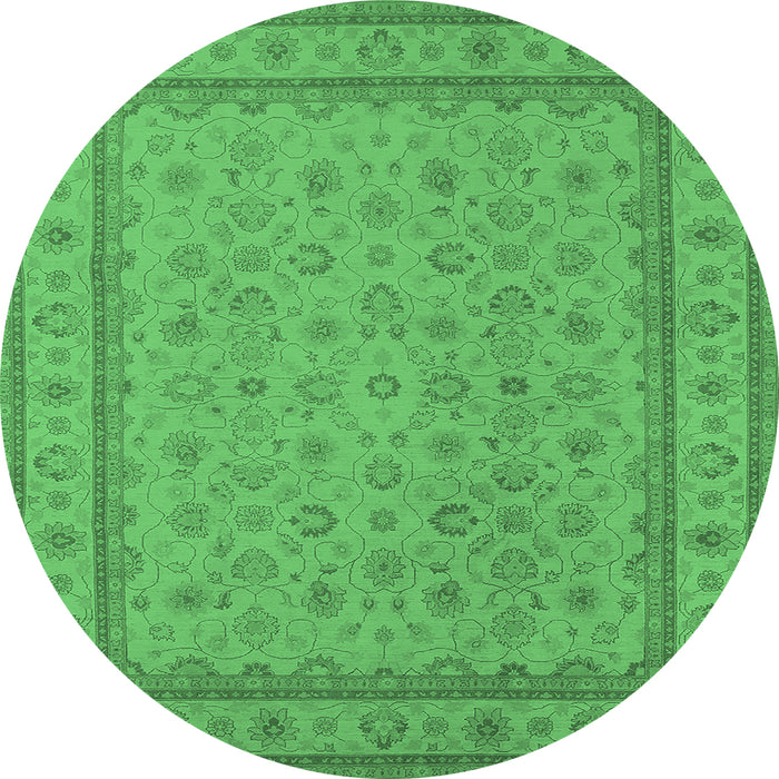 Round Oriental Emerald Green Traditional Rug, urb991emgrn