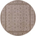 Round Mid-Century Modern Dark Almond Brown Oriental Rug, urb991