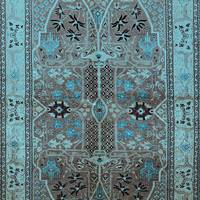 Machine Washable Oriental Light Blue Traditional Rug, wshurb992lblu