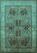 Machine Washable Oriental Turquoise Traditional Area Rugs, wshurb992turq