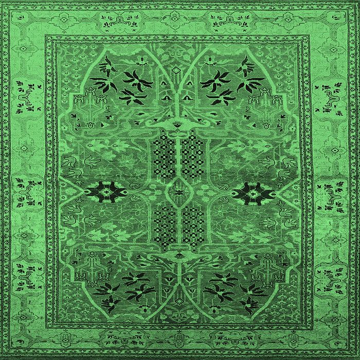 Square Oriental Emerald Green Traditional Rug, urb992emgrn