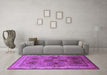 Machine Washable Oriental Purple Traditional Area Rugs in a Living Room, wshurb992pur