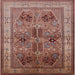 Square Mid-Century Modern Light Copper Gold Oriental Rug, urb992