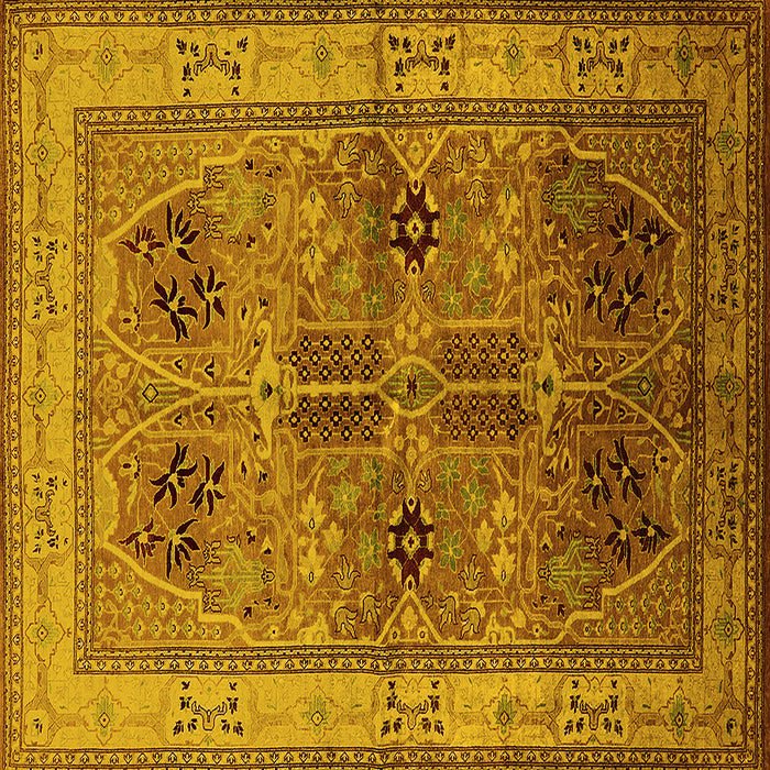 Square Oriental Yellow Traditional Rug, urb992yw
