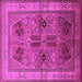 Square Machine Washable Oriental Pink Traditional Rug, wshurb992pnk