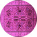 Round Machine Washable Oriental Pink Traditional Rug, wshurb992pnk