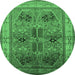 Round Oriental Emerald Green Traditional Rug, urb992emgrn