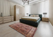 Mid-Century Modern Light Copper Gold Oriental Rug in a Bedroom, urb992