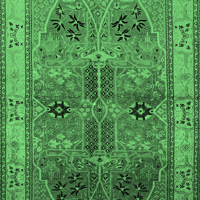 Machine Washable Oriental Emerald Green Traditional Area Rugs, wshurb992emgrn