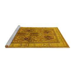Sideview of Machine Washable Oriental Yellow Traditional Rug, wshurb992yw