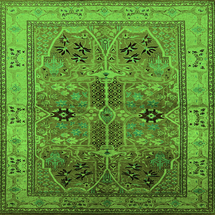 Square Oriental Green Traditional Rug, urb992grn