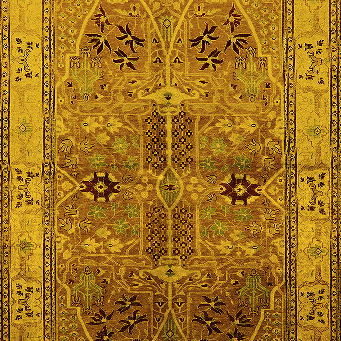 Machine Washable Oriental Yellow Traditional Rug, wshurb992yw