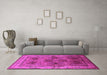 Machine Washable Oriental Pink Traditional Rug in a Living Room, wshurb992pnk