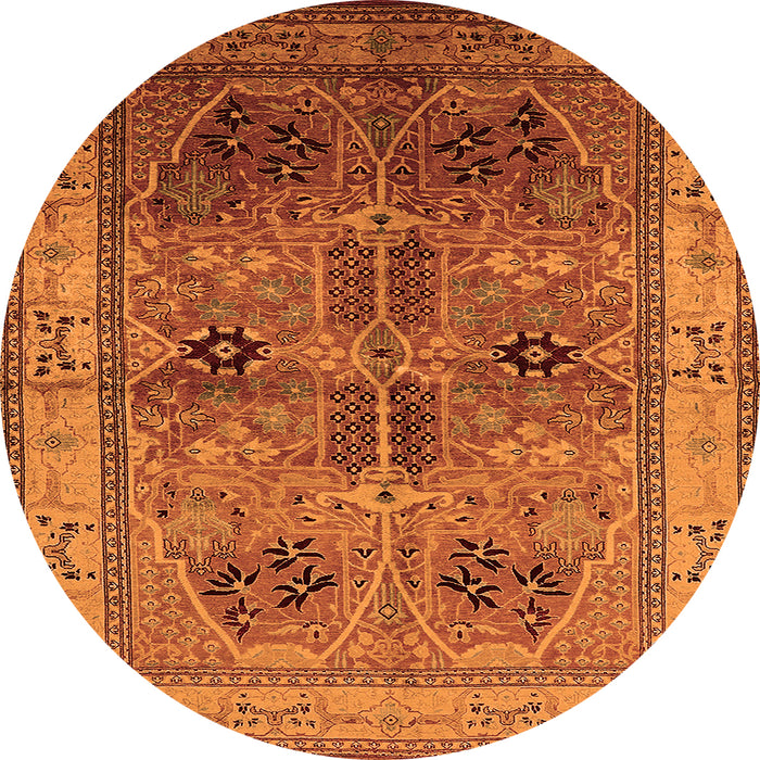 Round Oriental Orange Traditional Rug, urb992org