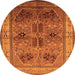 Round Oriental Orange Traditional Rug, urb992org