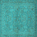 Square Oriental Turquoise Traditional Rug, urb993turq