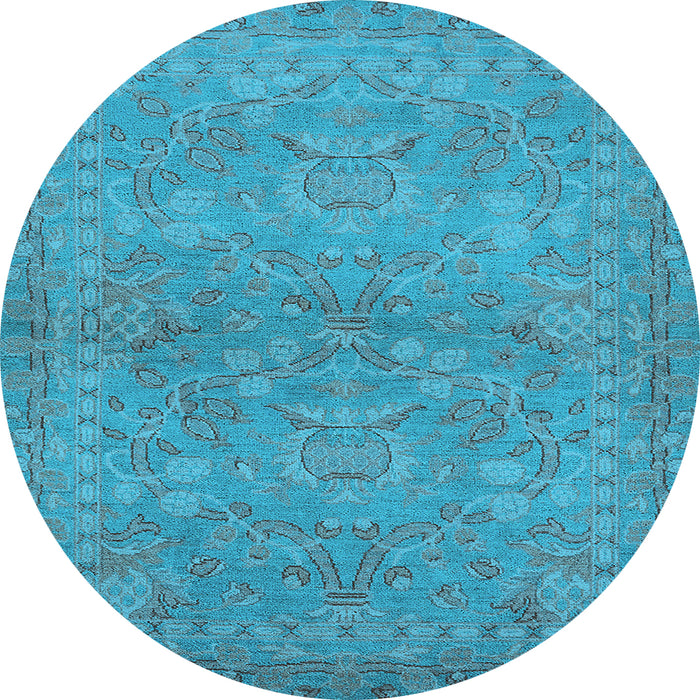 Round Oriental Light Blue Traditional Rug, urb993lblu