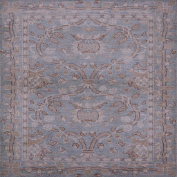 Square Mid-Century Modern Mauve Taupe Purple Oriental Rug, urb993