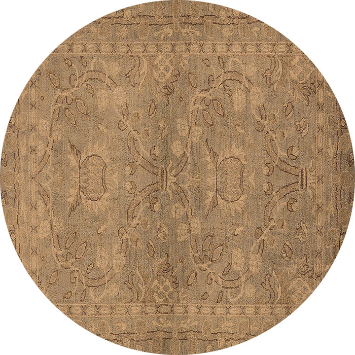 Round Oriental Brown Traditional Rug, urb993brn