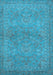 Machine Washable Oriental Light Blue Traditional Rug, wshurb993lblu