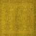 Square Machine Washable Oriental Yellow Traditional Rug, wshurb993yw