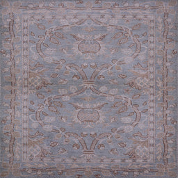 Square Machine Washable Industrial Modern Mauve Taupe Purple Rug, wshurb993