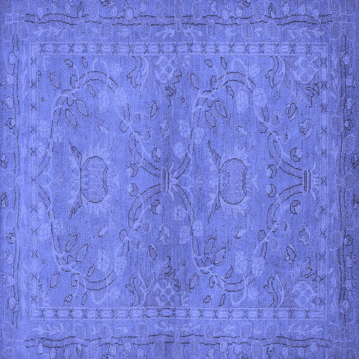 Square Machine Washable Oriental Blue Traditional Rug, wshurb993blu