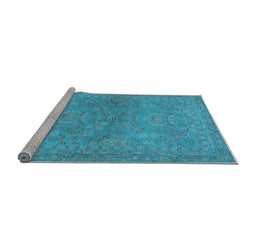 Sideview of Machine Washable Oriental Light Blue Traditional Rug, wshurb993lblu