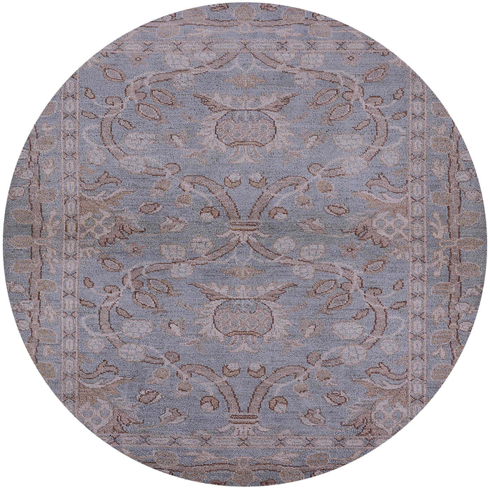 Round Machine Washable Industrial Modern Mauve Taupe Purple Rug, wshurb993