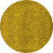 Round Oriental Yellow Traditional Rug, urb993yw