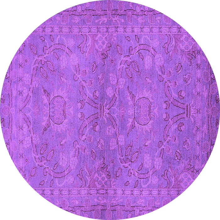 Round Oriental Purple Traditional Rug, urb993pur